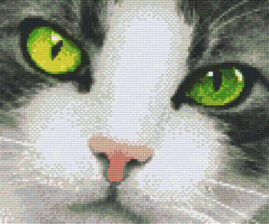 Green Eyed Cat Six [6] Baseplate PixleHobby Mini-mosaic Art Kits